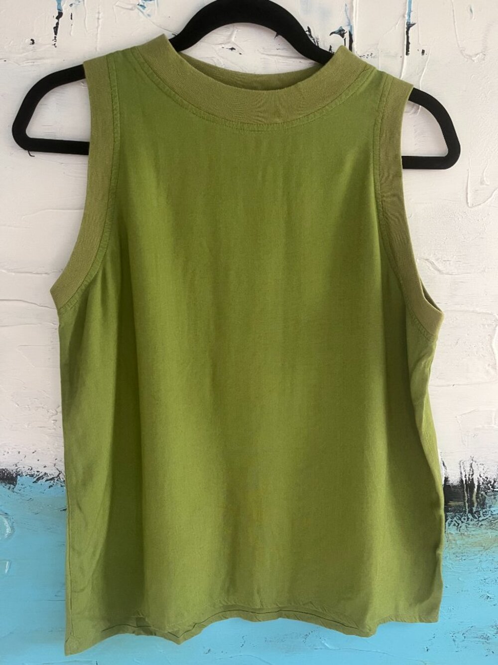French Connection Green High-Neck Sleeveless Rayon Shell Top M
